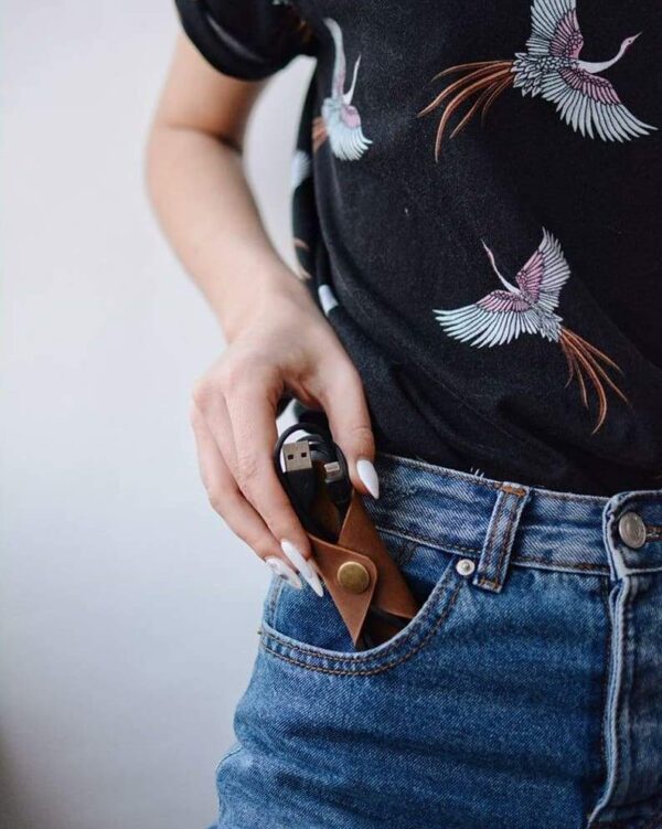 Leather cable organiser