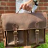 Leather satchel bag