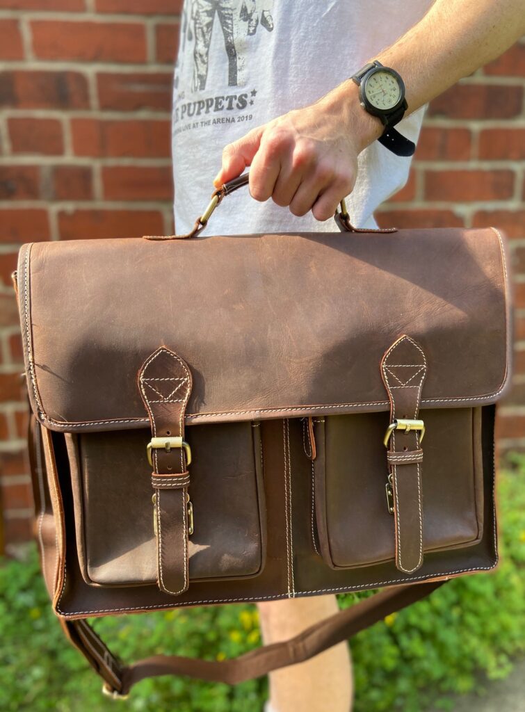 Leather satchel bag