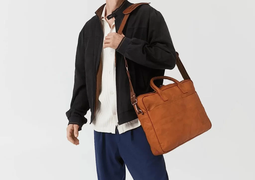 Leather Briefcase Messenger Laptop Bag